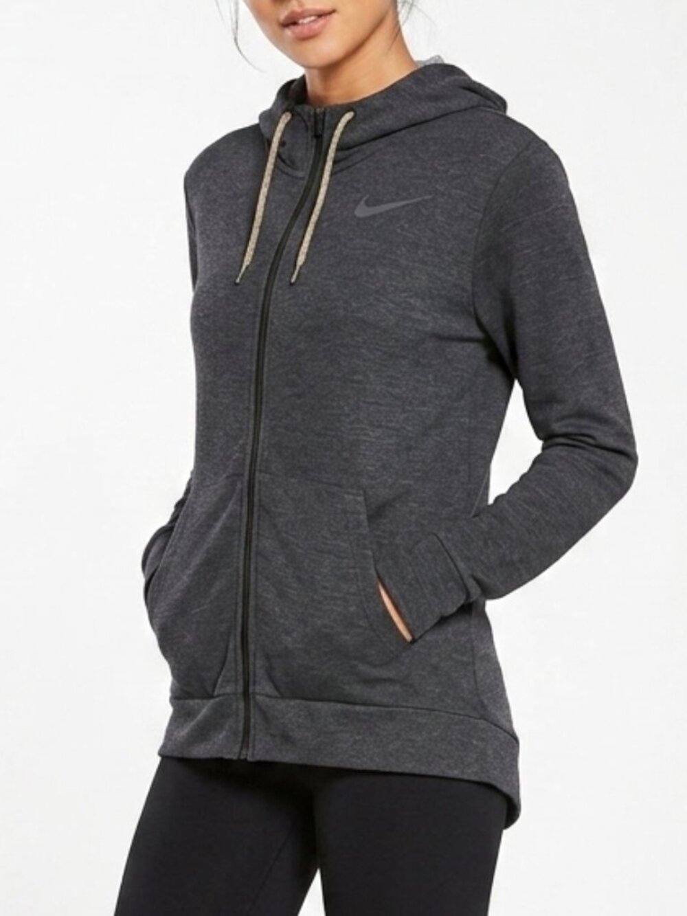 Nike Dri-Fit Touch Fleece Heather Charcoal‎ Full Zip Hoodie Size L Large